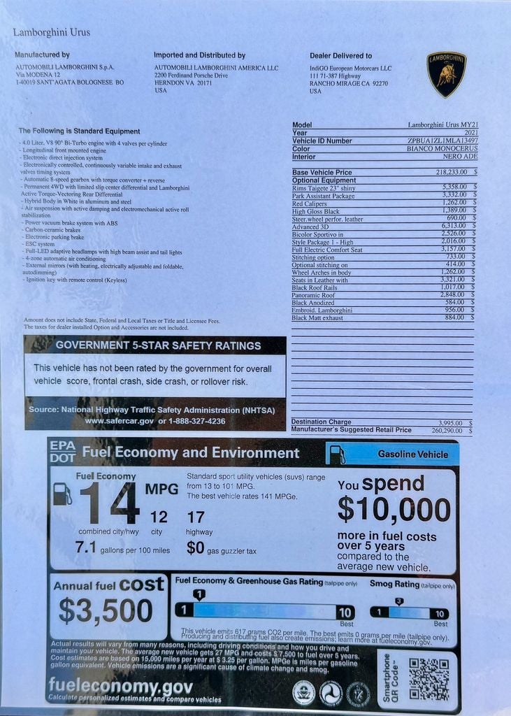 2021 Lamborghini Urus Base